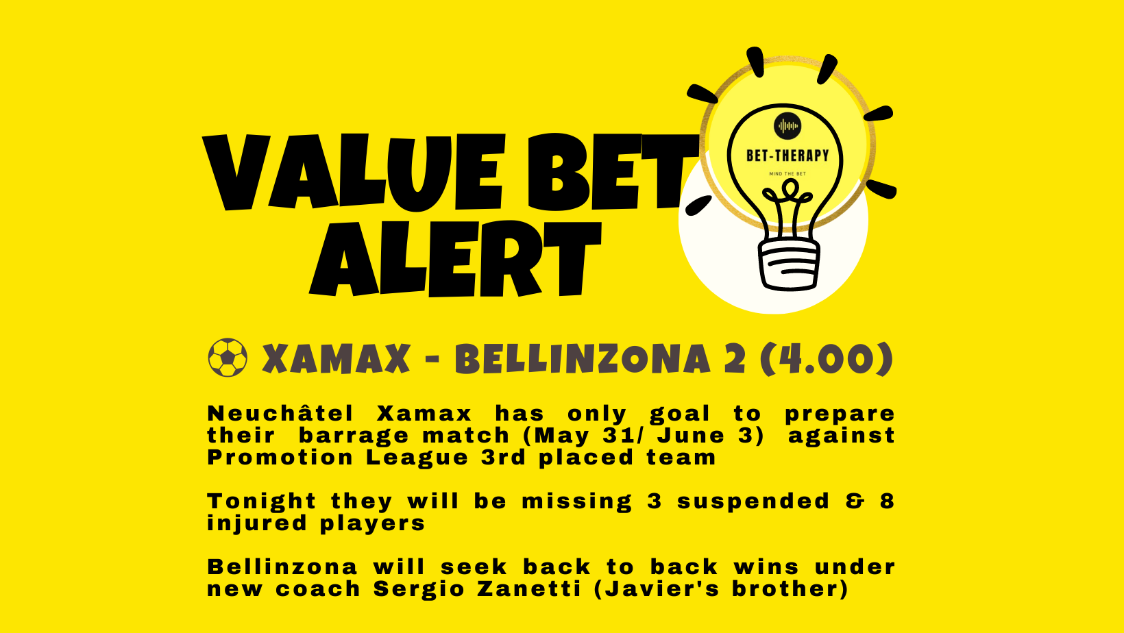 Bet therapy value bet of the day στοίχημα